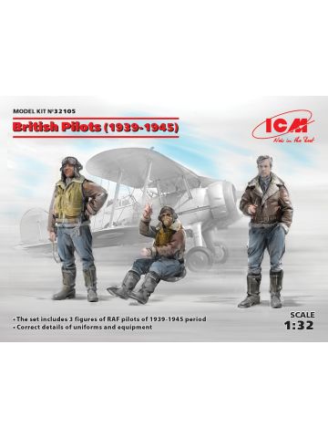 ICM 32105 British Pilots (1939-1945) 1/32 Scale Plastic Model Figures Kit