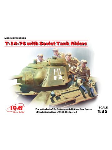 ICM 35368 T-34-76 with Soviet Tank Riders 1/35 Scale Plastic Model Kit