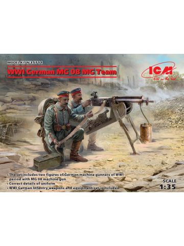 ICM 35711 WWI German MG08 Team 1/35 Scale Plastic Model Figures Kit
