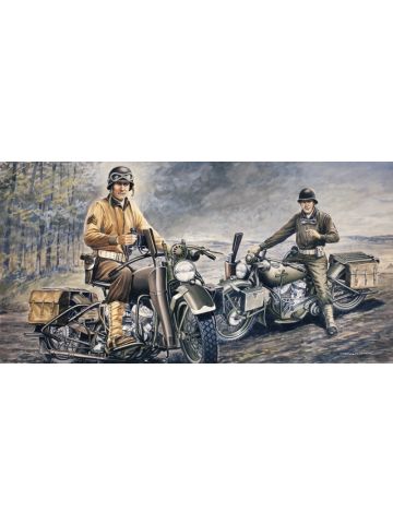 Italeri 0322 WWII US Motorcycles (2) with Figures 1/35 Scale Plastic Model Kit