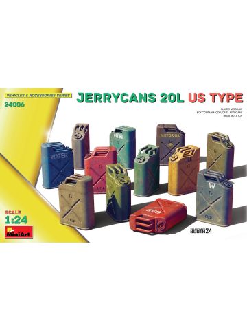 MiniArt 24006 US Type Jerrycans 20 Liter 1/24 Scale Plastic Model Kit