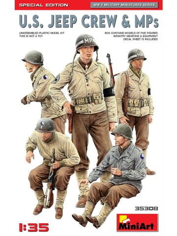 MiniArt 35308 US Jeep Crew & MPs Special Edition 1/35 Scale Model Figures Kit