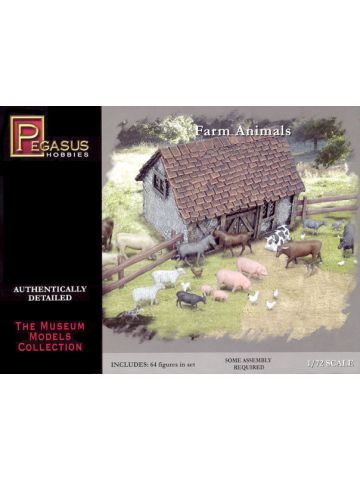 Pegasus 7052 Farm Animals 1/72 Scale Figures for Dioramas