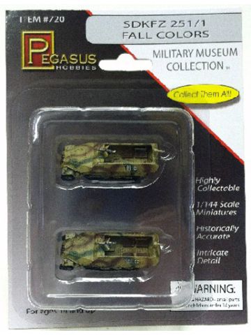 Pegasus 720 Sd.Kfz. 251/1 Halftrack #111/112 Camouflaged 1/144 Scale Models