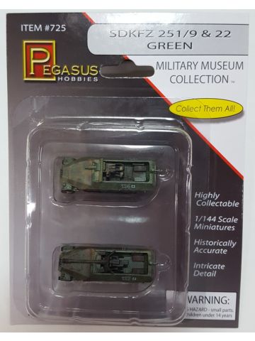 Pegasus 725 WWII German Sd.Kfz.251/9 & 22 1/144 Scale Models