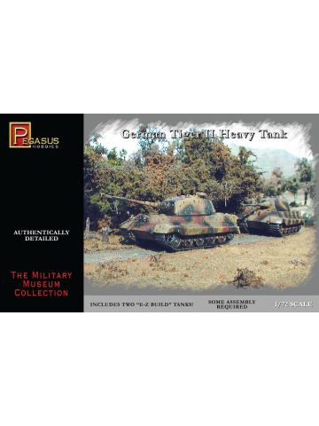 Pegasus 7627 WWII German Tiger II Tank Set of 2 1/72 Scale Plastic Model Kits