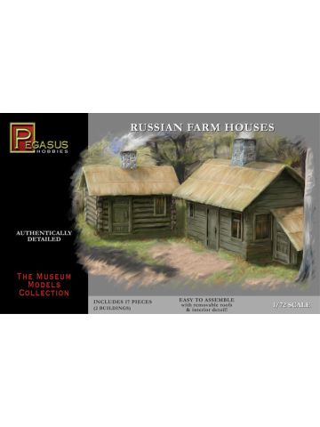 Pegasus 7702 Set of Two WWII Era Russian Farm Houses 1/72 Scale Model Kit