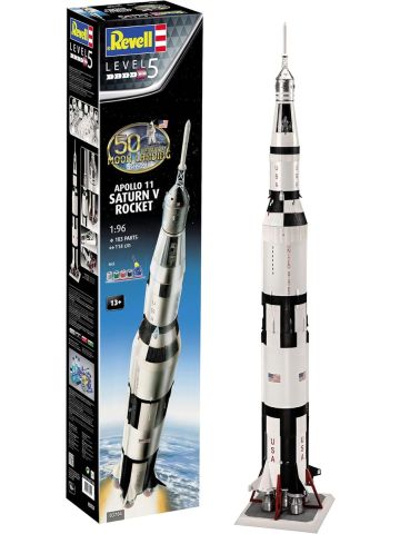 Revell 03704 Apollo 11 Saturn V Rocket 1/96 Scale Plastic Model Kit (3'9" Tall)