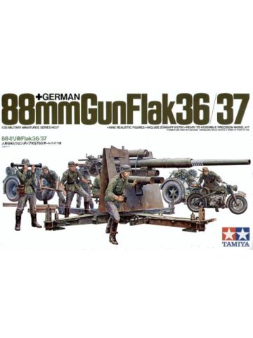 Tamiya 35017 WWII German 88 mm Flak 36/37 Gun 1/35 Scale Plastic Model Kit