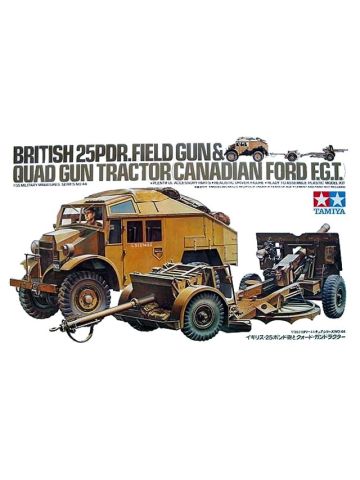 Tamiya 35044 British 25-Pdr Gun & Quad Gun Tractor 1/35 Scale Plastic Model Kit