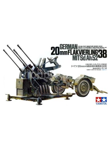 Tamiya 35091 WWII German 20mm Flakvierling 38 1/35 Scale Plastic Model Kit