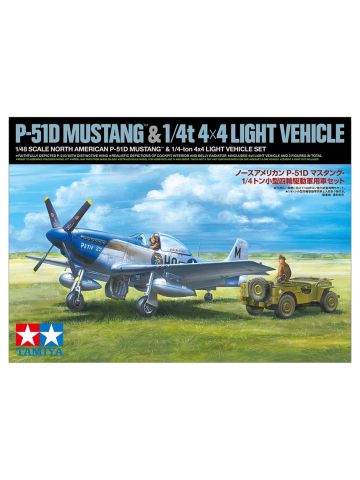 Tamiya 25205 USAAF P-51D Mustang & 1/4 Ton 4X4 Light Vehicle 1/48 Scale Kits