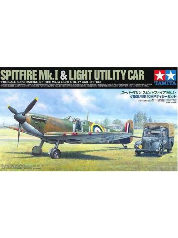 Tamiya 25211 Supermarine Spitfire Mk.I & Light Utility Car 1/48 Scale Model Kit