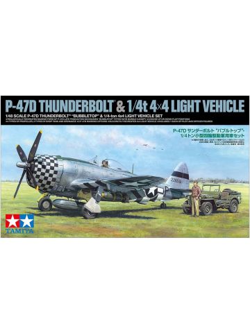 Tamiya 25214 P-47D Thunderbolt & 1/4 Ton 4X4 Light Vehicle 1/48 Scale Kits