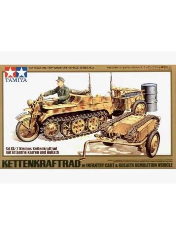 Tamiya 32502 Sd.Kfz.2 Kettenkrad, Cart & Goliath 1/48 Scale Plastic Model Kit