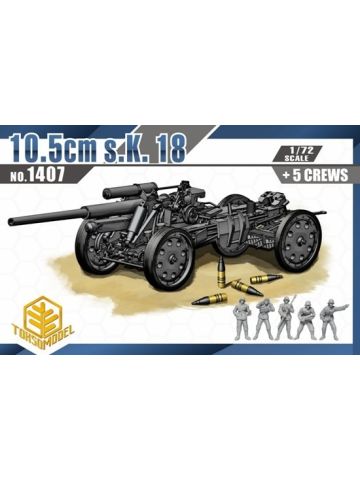 Toxso Model 1407 WWII German 10.5cm sK 18 Howitzer & Crew 1/72 Scale Model Kit