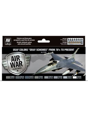 Vallejo 71156 USAF Gray Schemes from 70's to Present Set (8 Colors)