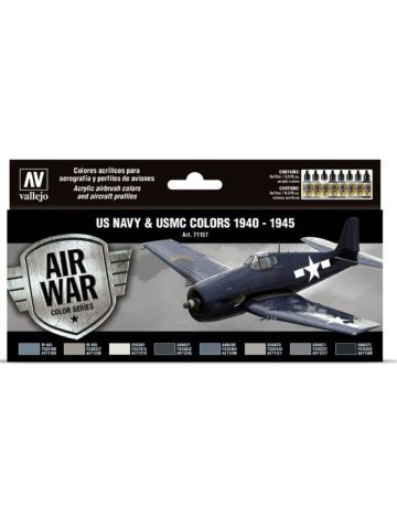 Vallejo 71157 USN & USMC 1940-1945 Model Paint Set (8 Colors)