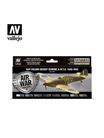Vallejo 71163 RAF Colors Desert & MTO Set of 8 Model Air Paints