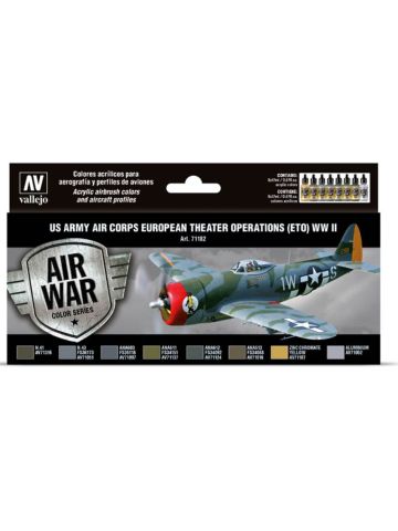 Vallejo 71182 US Army Air Corps WWII ETO Model Air Paint Set (8 Colors)
