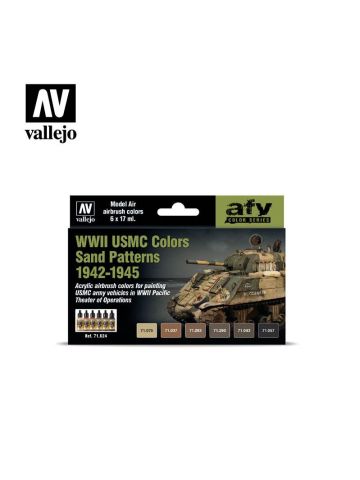 Vallejo 71624 WWII USMC Sand Pattern Model Air Paint Set (6 Colors)