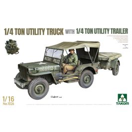 Takom 1026 1/4 Ton Utility Truck with 1/4 Ton Utility Trailer 1/16 Scale Plastic Model Kit