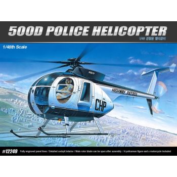 Academy 12249 Hughes 500D Police Helicopter 1/48 Scale Plastic Model Kit