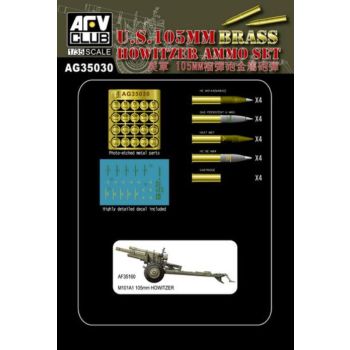 AFV Club AG35030 US 105mm Howitzer Brass Ammo Set for 1/35 Scale Models