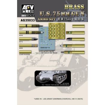 AFV Club AG35033 US 75mm Howitzer Brass Ammo Set for 1/35 Scale Models