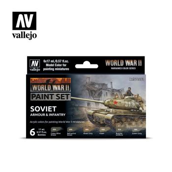 Vallejo 70202 WWII Soviet Armor & Infantry Paint Set (6 Colors) 17ml Bottles