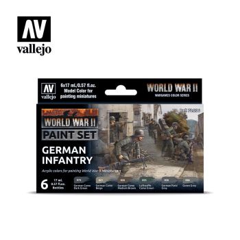 Vallejo 70206 WWII German Infantry Paint Set (6 Colors) 17ml Bottles