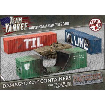 Battlefront BB253 Modern 40 ft Shipping Containers Damaged (3) Gaming Terrain