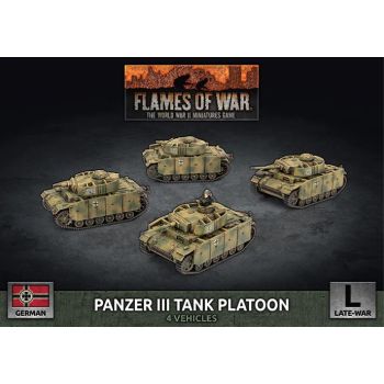 Flames of War GBX195 Panzer III Tank Platoon (4 Tanks) Plastic Gaming Miniatures