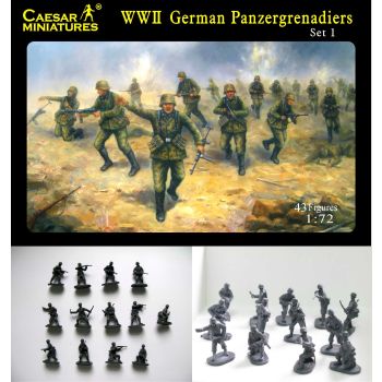 Caesar Miniatures H052 WWII German Panzergrenadiers Set #1 1/72 Scale Figures