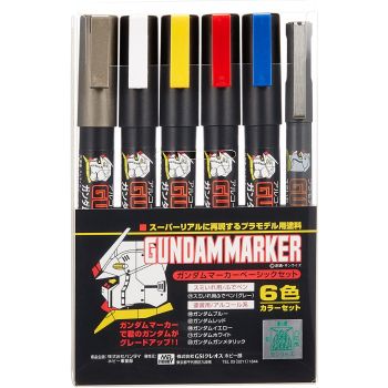 GSI Creos GMS105 Gundam Marker Basic Set Of 6 Paint Markers for Hobby Kits