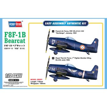 Hobby Boss 87268 Grumman F8F-1 Bearcat 1/72 Scale Plastic Model Kit