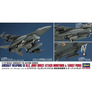 Hasegawa 35114 US Air Weapons IX JDAM & Target Pods 1/72 Scale For Aircraft Model Kits