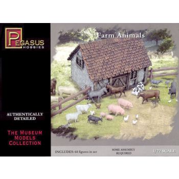 Pegasus 7052 Farm Animals 1/72 Scale Figures for Dioramas