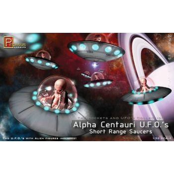 Pegasus 9102 Alpha Centauri U.F.O. Set of Two Scale Model Kits & Alien Figures