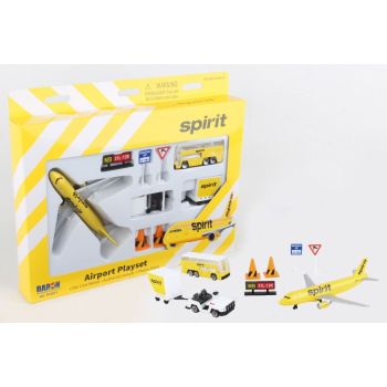 Spirit Airlines Playset with Diecast Toy Airplane and Airport Accessories