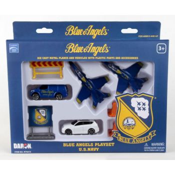 US Navy Blue Angels Playset with Diecast Toy Airplanes and Airfield Accessories
