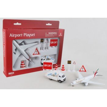 Emirates Playset with Diecast Toy Airplane and Airport Accessories