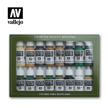 Vallejo 70109 WWII Allied Model Color Paint Set (16 Colors) 17ml Bottles