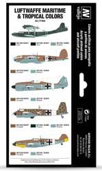 Vallejo Luftwaffe Maritime & Tropical Colors Model Air Paint Set